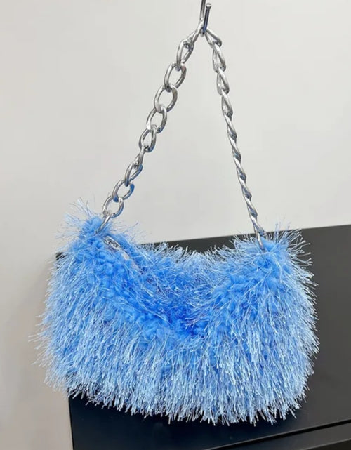 Load image into Gallery viewer, (Free Shipping) Plush Women's Hobos Underarm Bag Hot Girls Furry Clutch Shoulder Bag Luxury Faux Fur Female Fluffy Armpit Handbag

