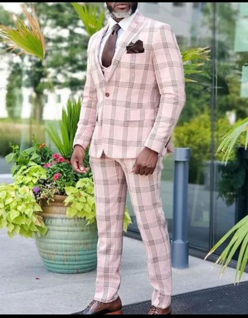 Load image into Gallery viewer, (Free Shipping)Men's 2 Piece Plaid Blazer Digital Print Suit Jacket with Zipper Fly Business Style
