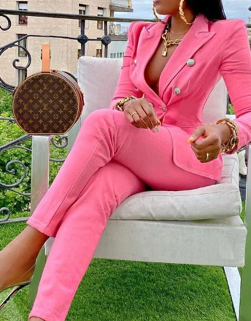 Load image into Gallery viewer, (Free Shipping)(Tariffs included in price) New Formal Outfit Set Plain Lady Blazer And Long Pants Blazers Suits Two Pieces Women Suit
