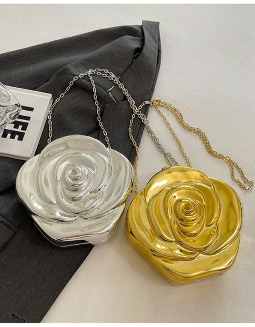 Load image into Gallery viewer, (Free Shipping)(Tariffs included in price) Luxury Acrylic Evening Bag for Women Fashionable Rose Flower Shaped Elegant Handbags Beads Chain Shoulder Cross Body
