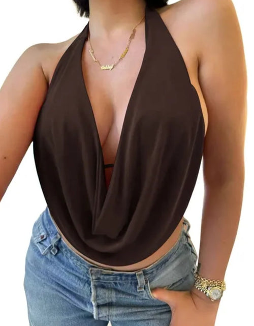 Load image into Gallery viewer, (Free Shipping)(Tariffs included in price) Women's Summer Halterneck Casual Front Draped Bandage Backless  Crop Tops
