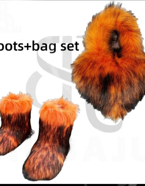 Load image into Gallery viewer, (Free Shipping)(Tariffs included in price) Girls Fluffy Faux Fox Fur Boots Winter Woman Plush Warm Snow Bootas Luxury Footwear Furry Fur Boots
