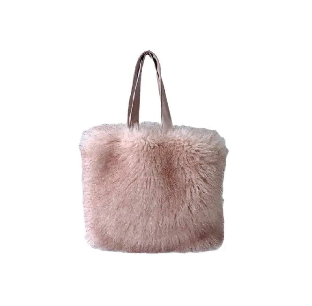 (Free Shipping)Women's Wool Faux Fur Bag Commuter Handbag Fashionable Underarm Bag Large-capacity Shoulder Bag