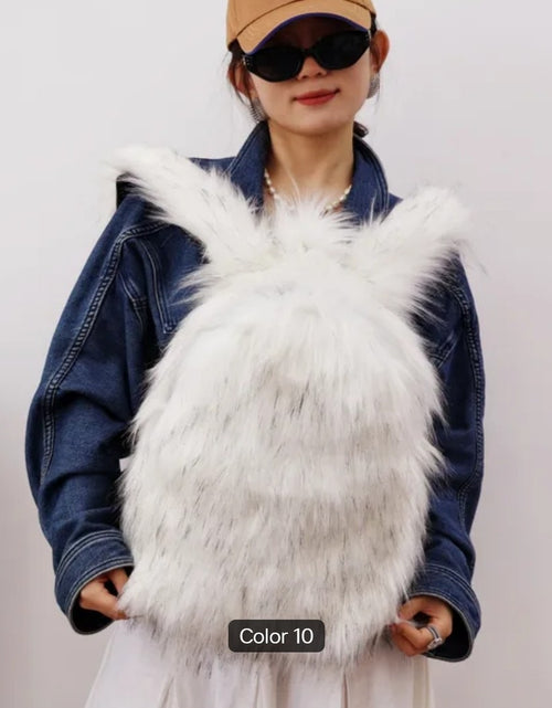 Load image into Gallery viewer, (Free Shipping) Furry Faux Fur Women's Luxury Designer Backpack Handbag Purses Women's Gradient Shoulder Bag Women's Rucksack
