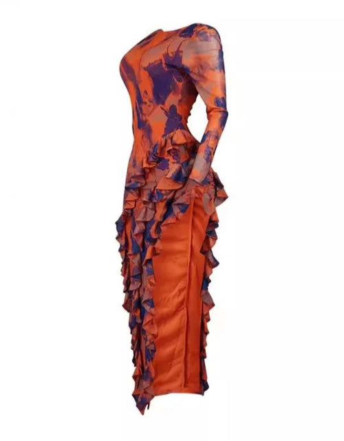 Load image into Gallery viewer, (Free Shipping)(Tariffs included in price) Women Fashion Printed dress Sexy Backless Irregular Split Skirt
