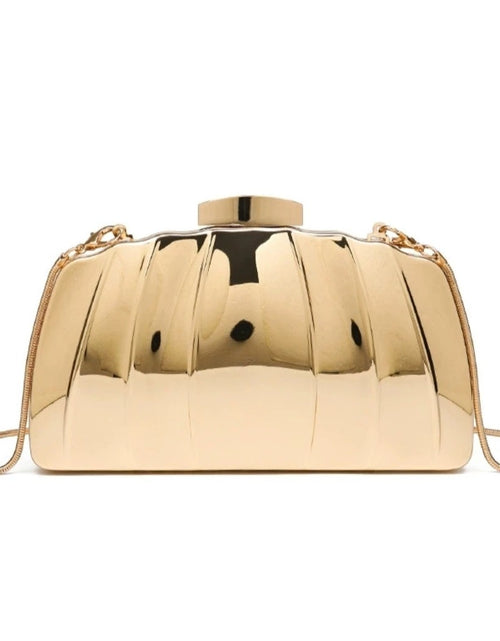 Load image into Gallery viewer, (Free Shipping)(Tariffs included in price) Designer Acrylic Square/Oval Shape Clutch Bag Gold Women Evening Party Bag Shiny Metal Shoulder Crossbody Bags Small Purse
