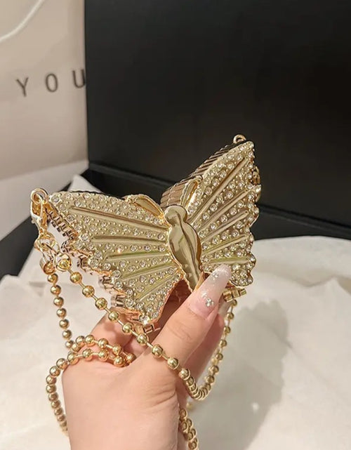 Load image into Gallery viewer, (Free Shipping)(Tariffs included in price) Metal Mini Butterfly Small Shoulder Crossbody Bags for Women Luxury Party Evening Handbags and Purses Female Diamond Clutches
