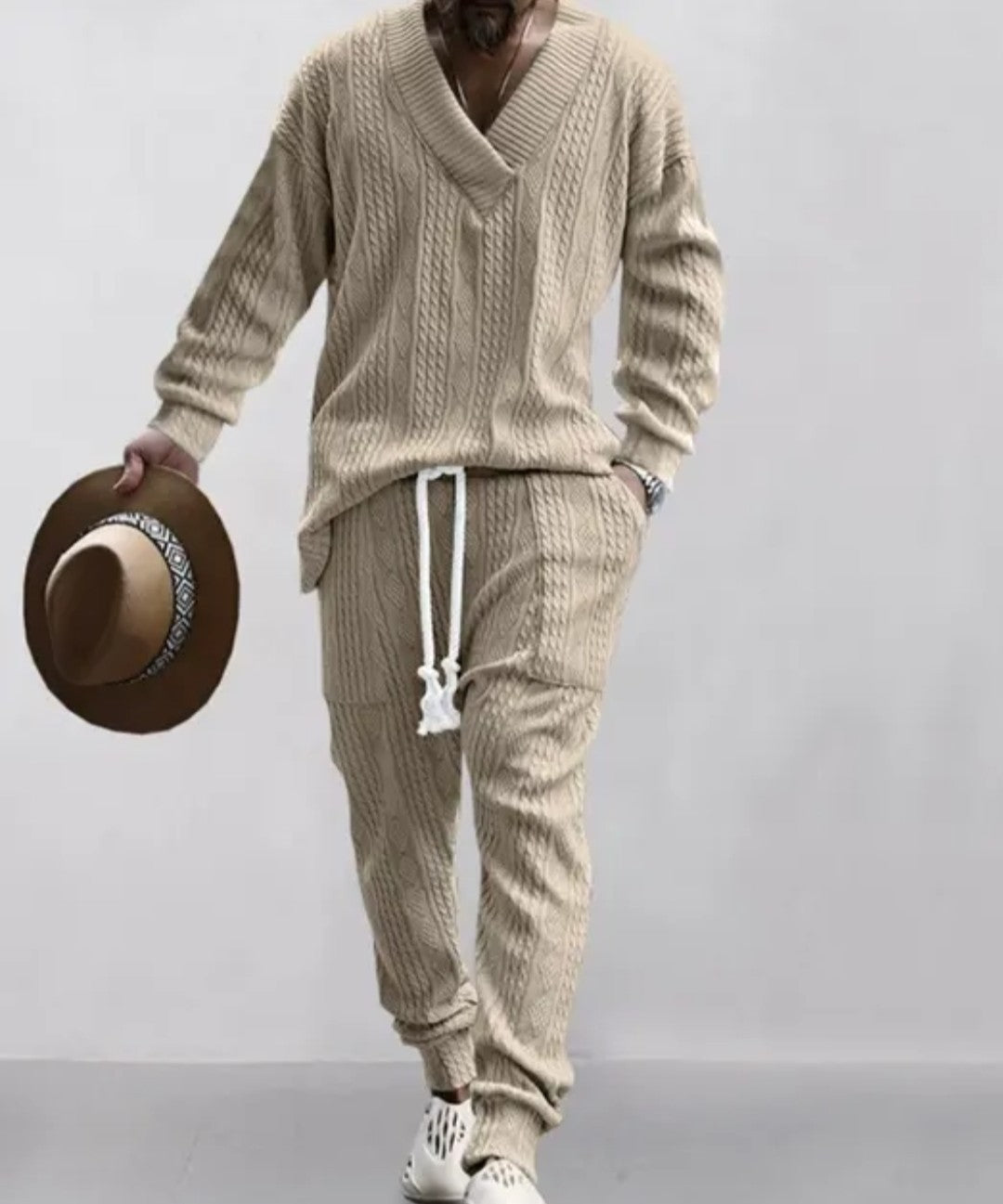 (Free Shipping)(Tariffs included in price) Stylish Jacquard Set For Men Soft Fabric With Stretch Fit Perfect For Relaxing or Casual Occasions