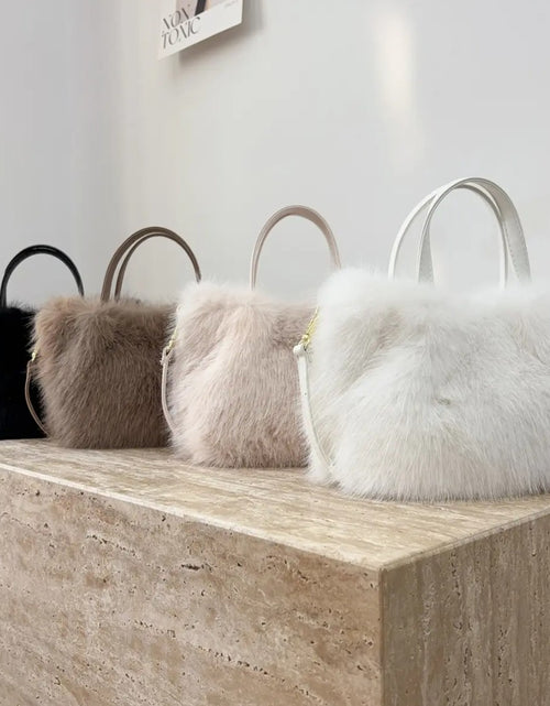 Load image into Gallery viewer, Large Capacity Bucket Bag Fashion Imitation Rabbit Fur Plush Bag Underarm Shoulder Tote Bags Winter Faux Fur Designer Handbag
