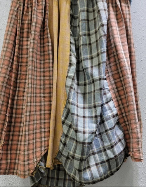 Load image into Gallery viewer, (Free Shipping)(Tariffs included in price) Irregular High Waist Casual Jean Plaid Skirt Women Long Denim Skirt
