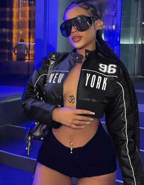 Load image into Gallery viewer, (Free Shipping)(Tariffs included in price) Fall Winter PU Leather Women's Coats Crop Top Cool Girls Motorcycle Jacket
