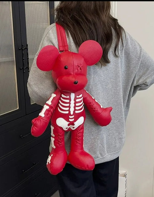 Load image into Gallery viewer, (Free Shipping)(Tariffs included in price) Funny Mouse Bear Backpack PU Leather Artistic Personality Thriller Single Shoulder Crossbody Backpack Halloween Backpacks
