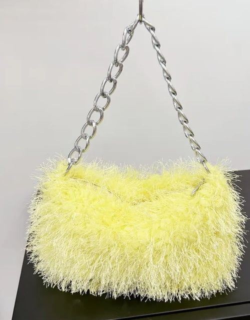 Load image into Gallery viewer, (Free Shipping) Plush Women's Hobos Underarm Bag Hot Girls Furry Clutch Shoulder Bag Luxury Faux Fur Female Fluffy Armpit Handbag
