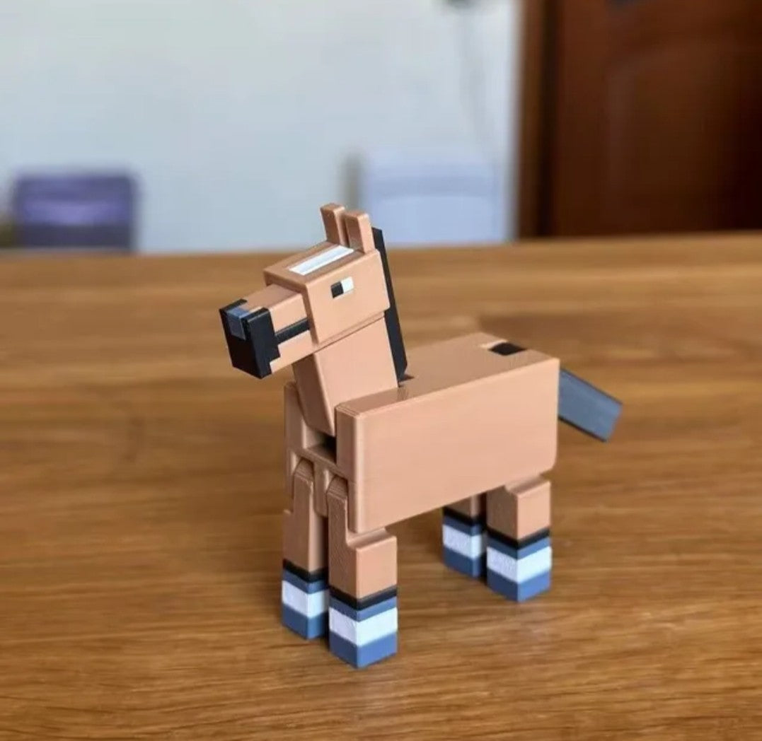 (Free Shipping)(Tariffs included in price) 8 Pack 3D Printed Colorful Pixel Style Movable Action Figures Ornament Figurines