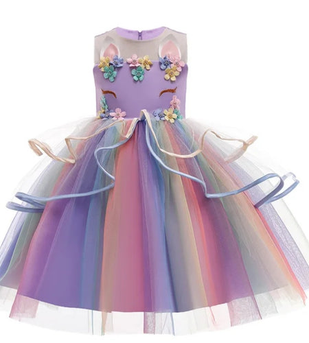 (Free Shipping)(Tariffs included in price) Children's Unicorn Party Princess  Dress Flower Girl Kids Wedding Party Dress