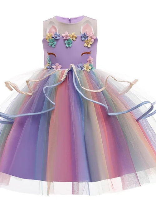Load image into Gallery viewer, (Free Shipping)(Tariffs included in price) Children's Unicorn Party Princess  Dress Flower Girl Kids Wedding Party Dress
