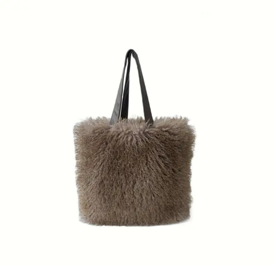 (Free Shipping)Women's Wool Faux Fur Bag Commuter Handbag Fashionable Underarm Bag Large-capacity Shoulder Bag