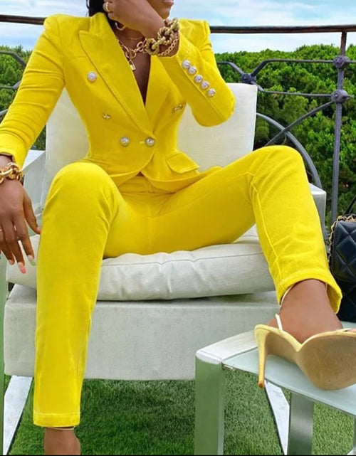 Load image into Gallery viewer, (Free Shipping)(Tariffs included in price) New Formal Outfit Set Plain Lady Blazer And Long Pants Blazers Suits Two Pieces Women Suit
