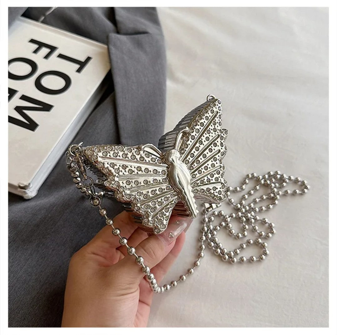 (Free Shipping)(Tariffs included in price) Metal Mini Butterfly Small Shoulder Crossbody Bags for Women Luxury Party Evening Handbags and Purses Female Diamond Clutches