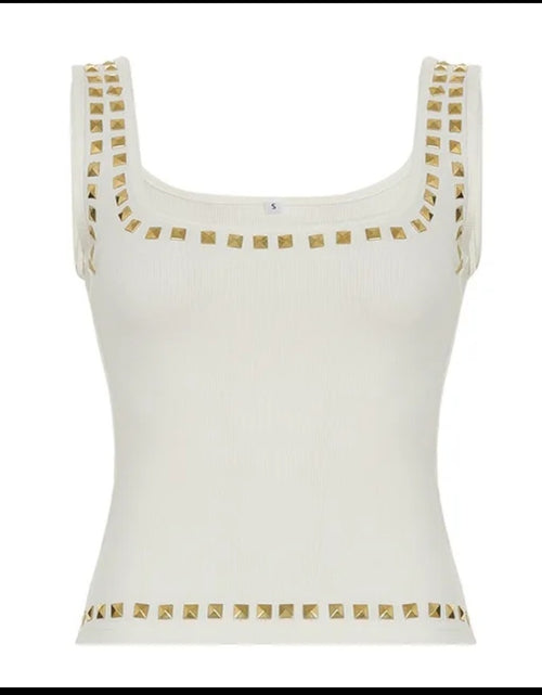 Load image into Gallery viewer, (Free Shipping)(Tariffs included in price) Sexy Rivet Sleeveless Tank Tops Slim Backless
