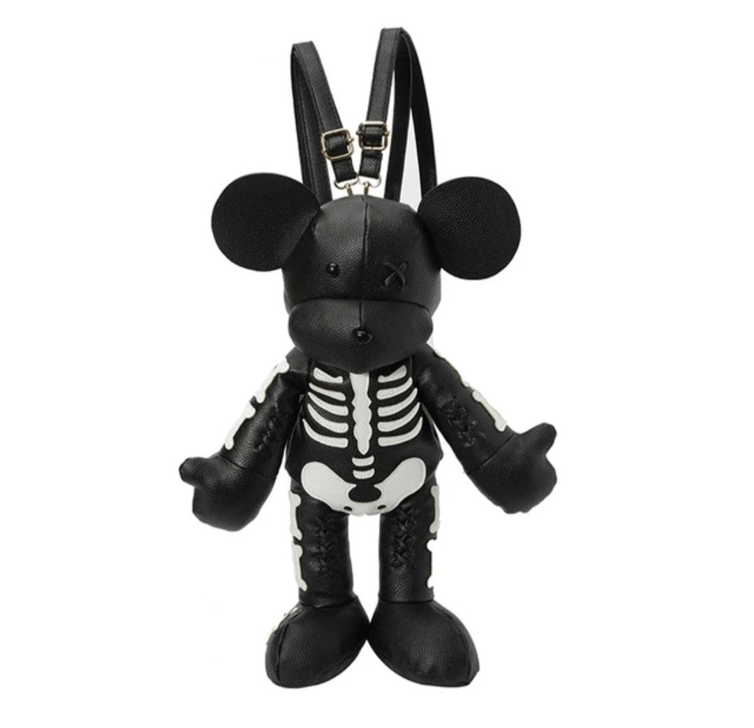 (Free Shipping)(Tariffs included in price) Funny Mouse Bear Backpack PU Leather Artistic Personality Thriller Single Shoulder Crossbody Backpack Halloween Backpacks