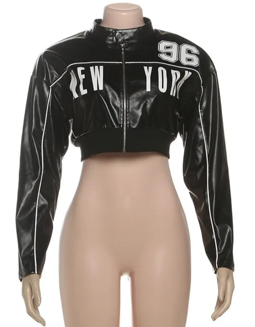 Load image into Gallery viewer, (Free Shipping)(Tariffs included in price) Fall Winter PU Leather Women's Coats Crop Top Cool Girls Motorcycle Jacket
