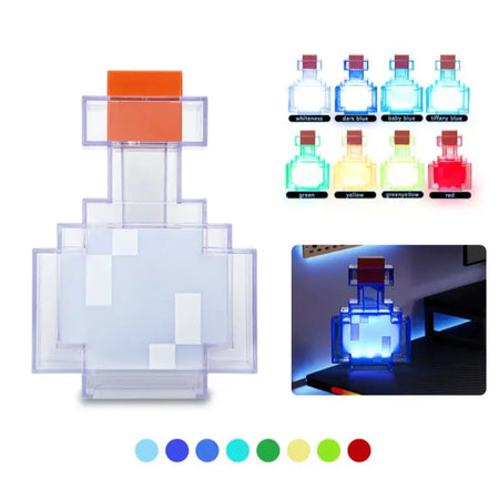 (Free Shipping)(Tariffs included in price) 8 Color Pixel LED Nightlight Surrounding Medicine Bottle Ambient Lighting Recharging Luminous Lamp