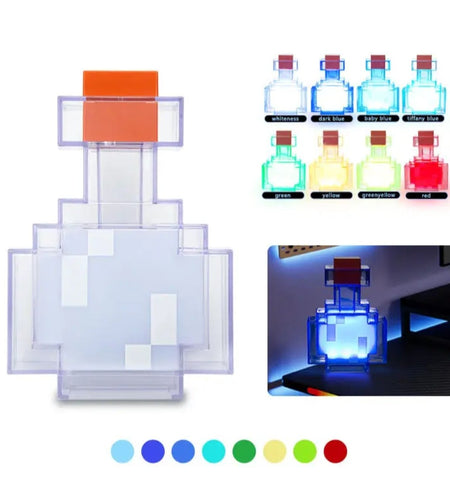 (Free Shipping)(Tariffs included in price) 8 Color Pixel LED Nightlight Surrounding Medicine Bottle Ambient Lighting Recharging Luminous Lamp