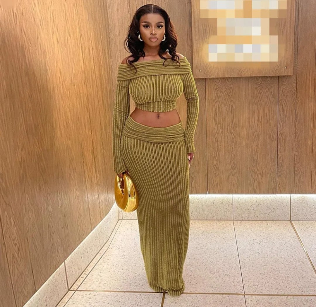 (Free Shipping)(Tariffs included in price) New slim fit top over skirt long sleeve suit for women