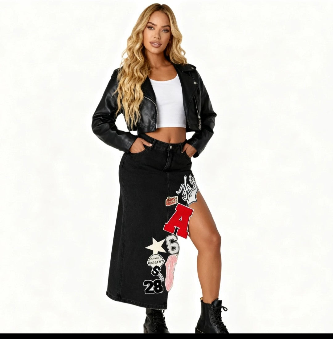 (Free Shipping)(Tariffs included in price)Retro High Quality 2025 Fashion Denim Jeans Stylish Midi Womens Skirts