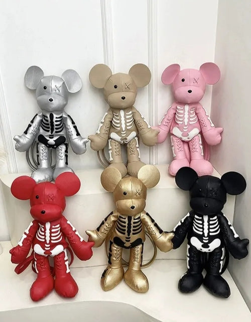 Load image into Gallery viewer, (Free Shipping)(Tariffs included in price) Funny Mouse Bear Backpack PU Leather Artistic Personality Thriller Single Shoulder Crossbody Backpack Halloween Backpacks
