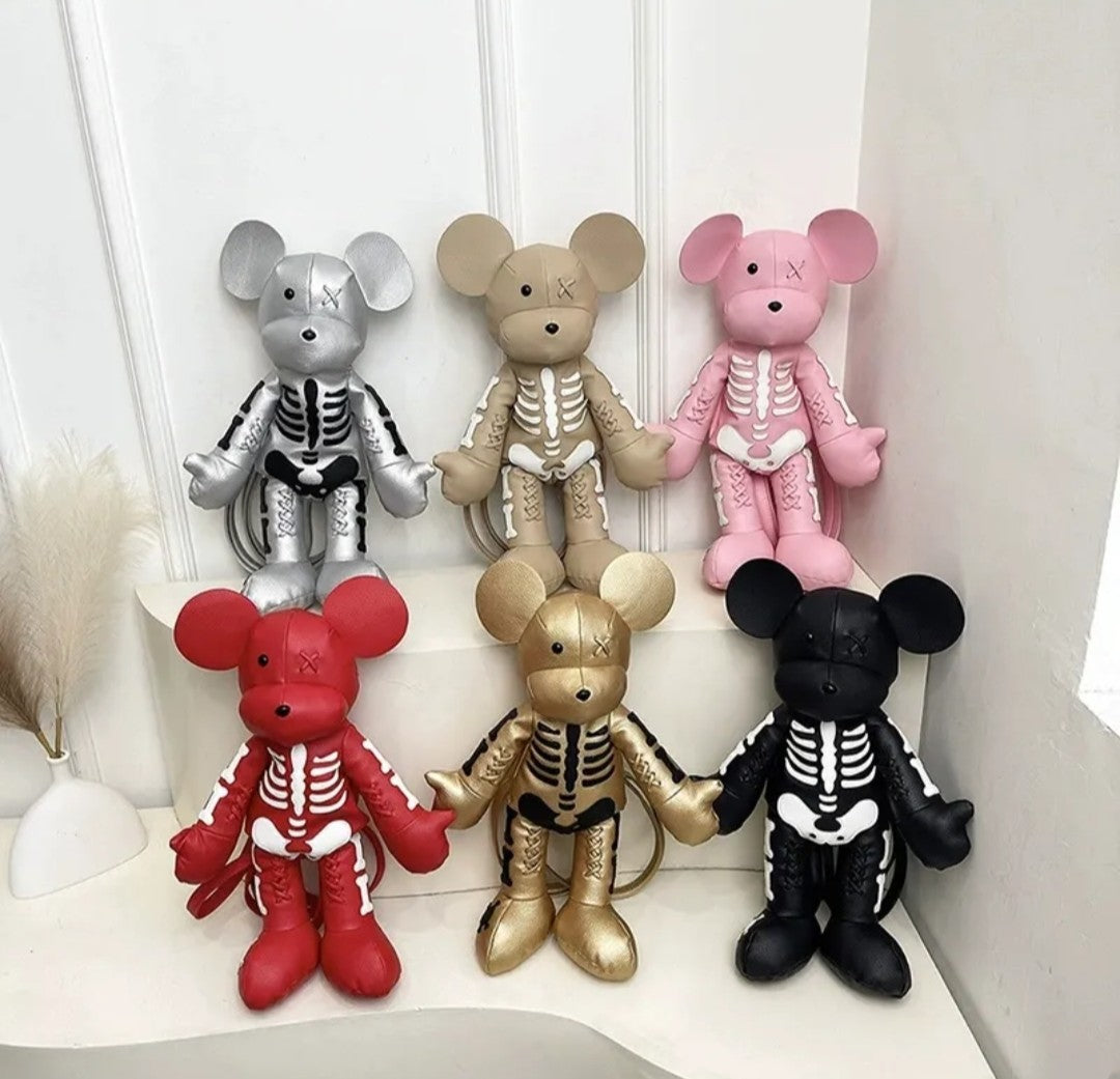 (Free Shipping)(Tariffs included in price) Funny Mouse Bear Backpack PU Leather Artistic Personality Thriller Single Shoulder Crossbody Backpack Halloween Backpacks