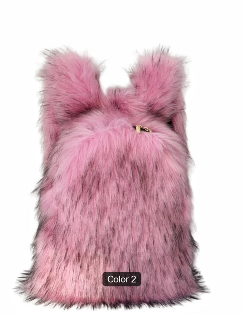 Load image into Gallery viewer, (Free Shipping) Furry Faux Fur Women's Luxury Designer Backpack Handbag Purses Women's Gradient Shoulder Bag Women's Rucksack
