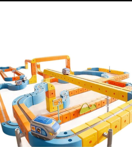(Free Shipping)(Tariffs included in price)184 PC Plastic Magnetic Train Track Building DIY Kids Toy Set