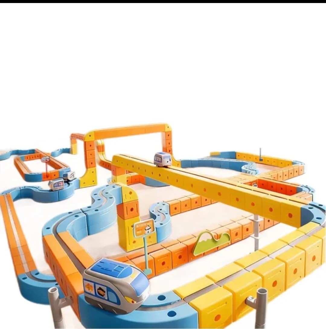 (Free Shipping)(Tariffs included in price)184 PC Plastic Magnetic Train Track Building DIY Kids Toy Set