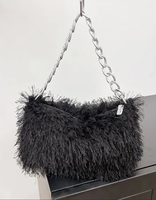 Load image into Gallery viewer, (Free Shipping) Plush Women's Hobos Underarm Bag Hot Girls Furry Clutch Shoulder Bag Luxury Faux Fur Female Fluffy Armpit Handbag
