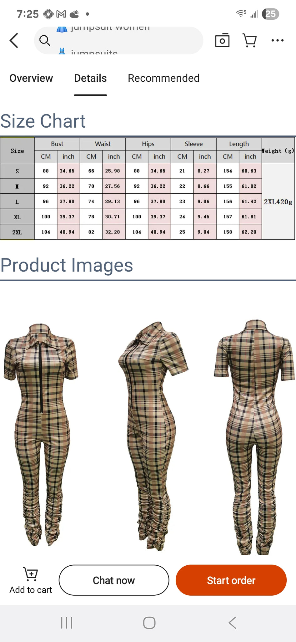 (Free Shipping)(Tariff included in price) Summer jumpsuit for women trendy plaid pattern high waistline, skinny fit, and zipper detail.
