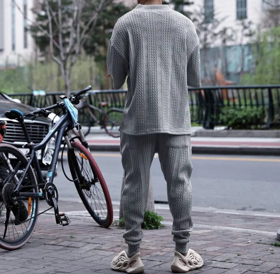 (Free Shipping)(Tariffs included in price) Stylish Jacquard Set For Men Soft Fabric With Stretch Fit Perfect For Relaxing or Casual Occasions