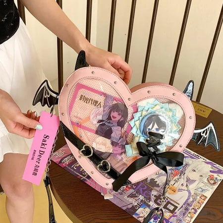 (Free Shipping)(Tariffs included in price) Love Heart Design bag Women New Transparent Crossbody Bags Girls Purses and Handbags Bag for Girls Uniform Bag