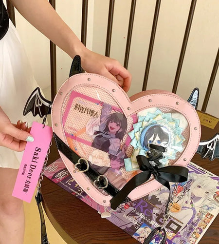 (Free Shipping)(Tariffs included in price) Love Heart Design bag Women New Transparent Crossbody Bags Girls Purses and Handbags Bag for Girls Uniform Bag