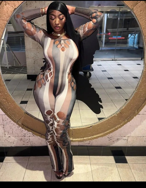 Load image into Gallery viewer, (Free Shipping)(Tariffs included in price) Sexy Hollowed Out Long Sleeve Jumpsuit Women's Romper Slim Off Shoulder Playsuit
