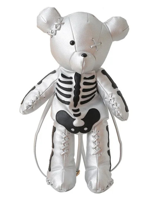 Load image into Gallery viewer, (Free Shipping)(Tariffs included in price) Funny Skeleton Bear Backpack PU Leather Artistic Personality Thriller Single Shoulder Crossbody Backpack Halloween Backpacks
