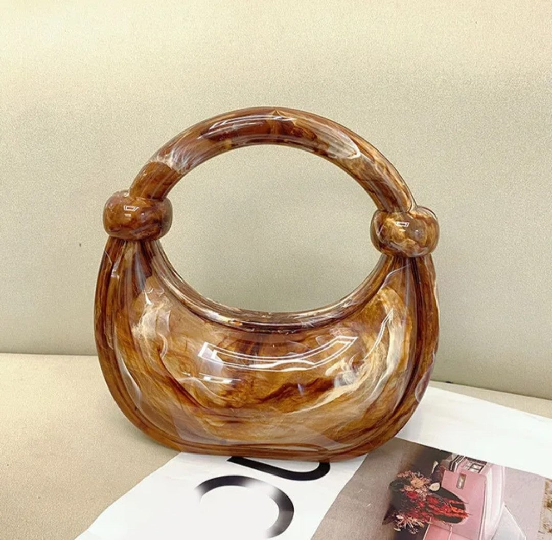 (Free Shipping)(Tariffs included in price) Luxury Women's Marble Grain Evening Clutch Handbag Acrylic Bag with Chain Decoration Wedding Parties Valentine's Day gift purse