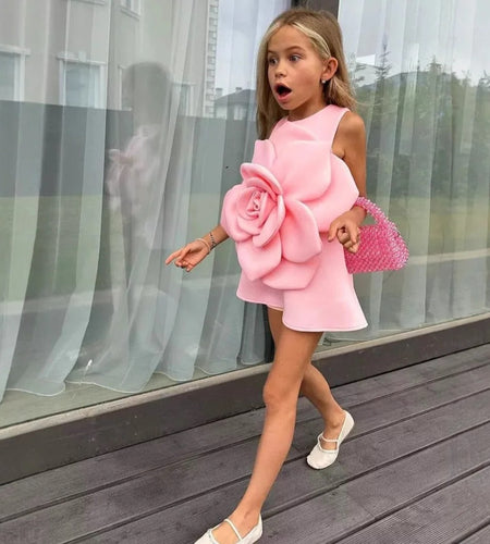 (Free Shipping)(Tariffs included in price) Kids Summer Flower Princess Dress Sleeveless Party Wear