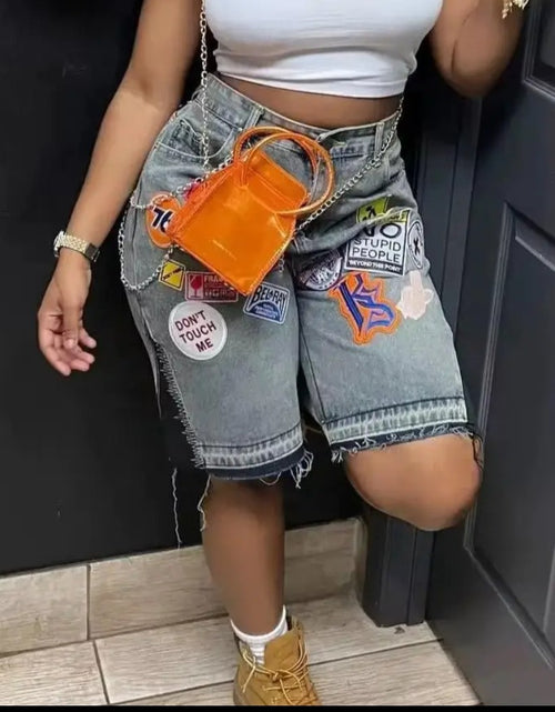 Load image into Gallery viewer, Summer Fashion Distressed cargo jeans high waist denim shorts trendy for women
