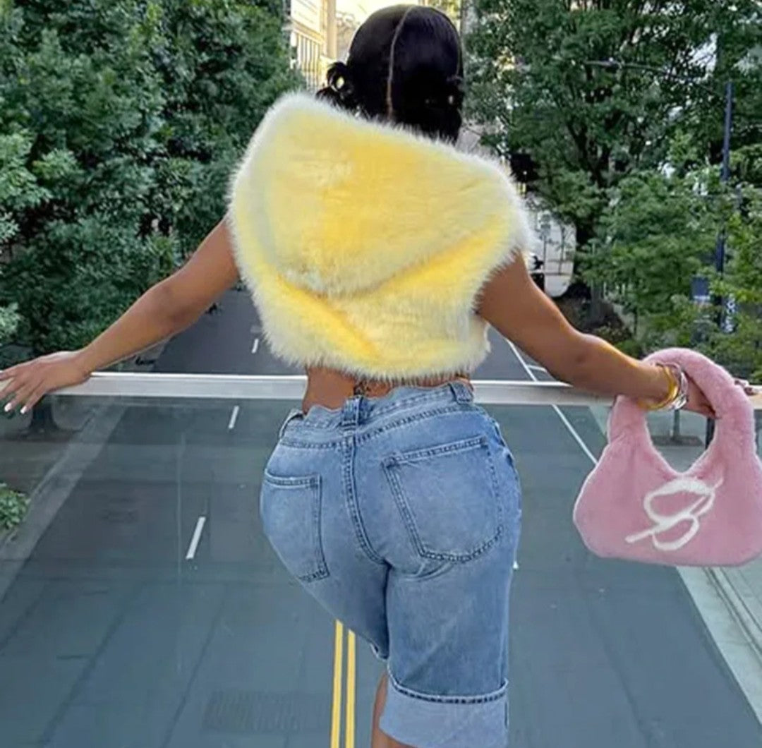 (Free Shipping)(Tariffs included in price) Women's fall winter hooded plush fur vest jacket