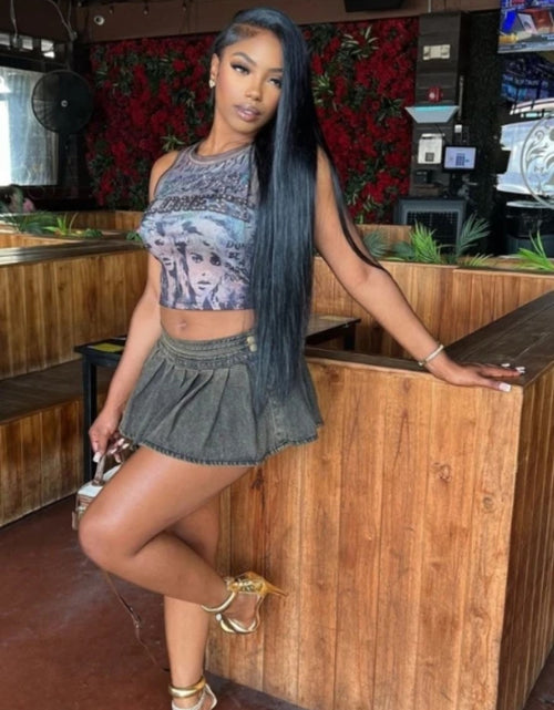 Load image into Gallery viewer, (Free Shipping)(Tariffs included in price) Rhinestone Graphic Print Tank Top Women Summer Y2K Clothes Casual Round Neck Sleeveless Crop Vest
