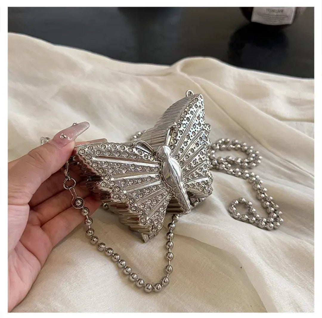 (Free Shipping)(Tariffs included in price) Metal Mini Butterfly Small Shoulder Crossbody Bags for Women Luxury Party Evening Handbags and Purses Female Diamond Clutches