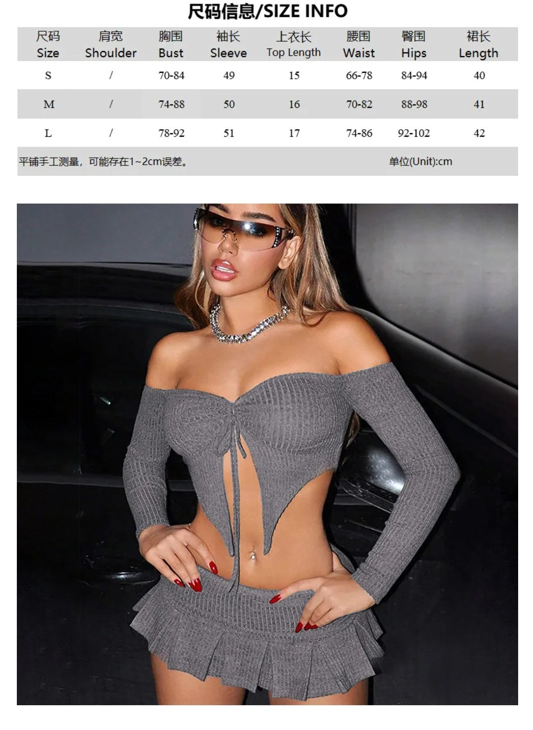 (Free Shipping)(Tariffs included in price) Women's off shoulder short dress asymmetrical long sleeve tie slim fit autumn skirt sexy