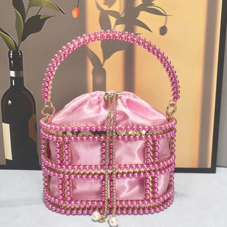 (Free Shipping)(Tariffs included in price) Diamond Metal Birdcage Dress Handbag Women's Chain Clutch Evening Bag